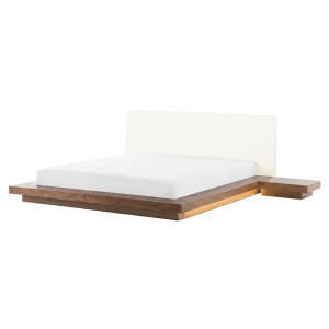 Cama LED zen 160 x 200 cm fresno marrón