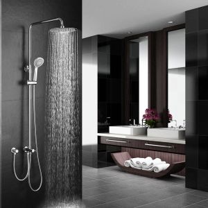 Kibath columna ducha sin grifería redonda de 80-120 cm cromo brillo