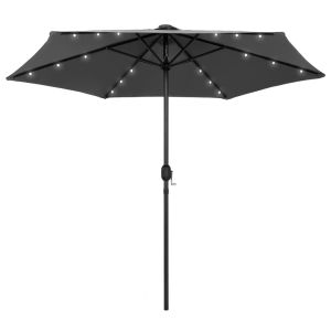 Sombrilla de jardín luces LED palo de aluminio antracita 270 cm eerf5613