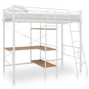 Cama litera con mesa sin colchón metal blanco 90x200 cm es5898