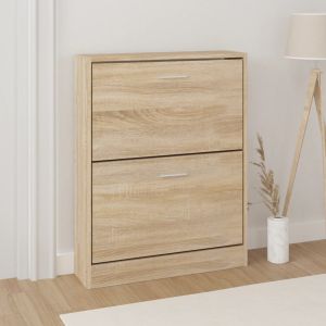 Mueble zapatero madera contrachapada roble 59x17x81 cm
