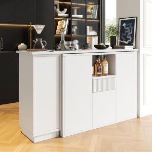 Isla de cocina giratoria con almacenaje mdf blanco 100,9x210x30cm