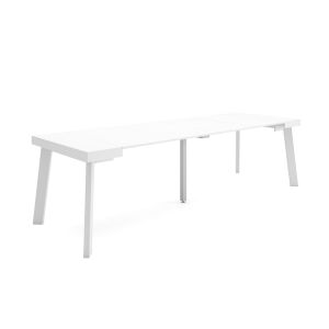 Mesa consola extensible, 58/262x90x73cm, blanco, patas de madera rf3118