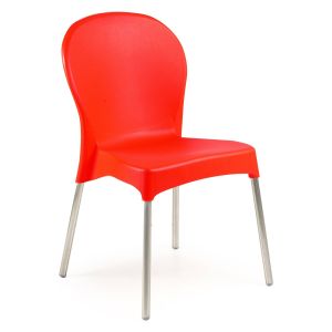 Silla de exterior linder, apilable, de plástico rojo