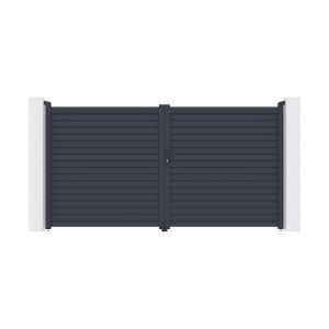 Puerta batiente calancia 3,5m alt.180cm aluminio gris + motor