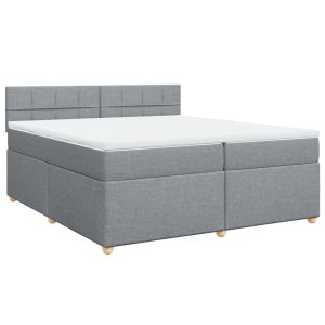 vidaXL cama box spring con colchón tela gris claro 200x200 cm