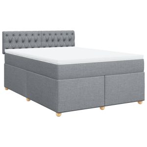 vidaXL cama box spring con colchón tela gris claro 160x200 cm