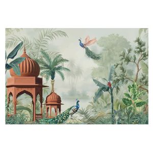 Papel pintado tejido no tejido 250x250 jardines del pavo real tulup