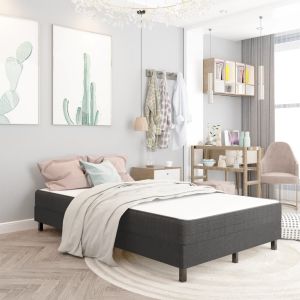 Cama box spring tela gris 120x200 cm es3261