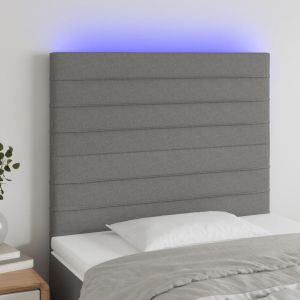 Cabecero con luces LED tela gris oscuro 80x5x118/128 cm eso7516