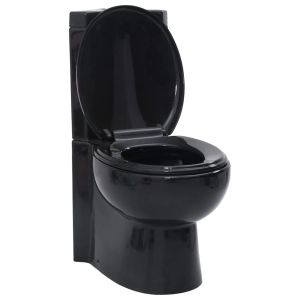 vidaXL inodoro wc de esquina cerámica negro