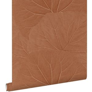 Estahome papel pintado hojas rojo barro cocido 53 cm x 10.05 m