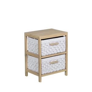 Cajonera madera con 2 cajones tela, madera paulownia