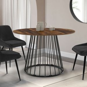 Mesa de comedor redonda industrial - 6 personas - 110 cm