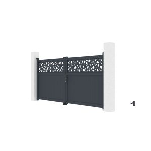 Puerta batiente sunny 3x1,4 m + puerta peatonal + motor hicker b200
