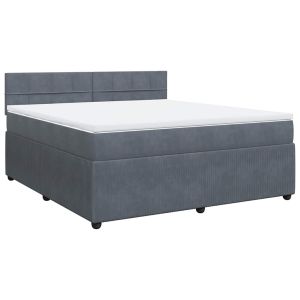 vidaXL cama box spring con colchón terciopelo gris oscuro 180x200 cm
