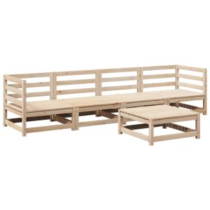 vidaXL juego de sofás de jardín 5 piezas madera maciza de pino