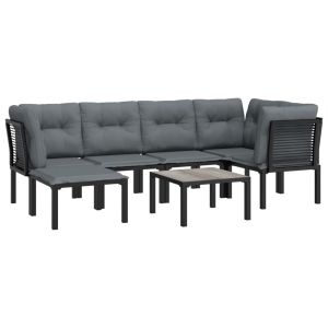 vidaXL juego de muebles de jardín 7 pzas ratán sintético negro y gris