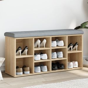 Banco zapatero madera de ingeniería roble sonoma 102x32x50 cm esxt6706