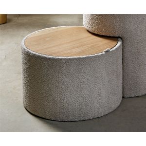 Mesa auxiliar con almacenaje rizo suave beige 37 cms. 57dx37 cms