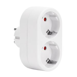 Aigostar adaptador enchufes europeos 2 tomas, doble frontal, blanco
