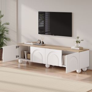 Mueble de tv con 4 puertas blanco y roble 45x180x40cm