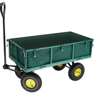 Carrito de transporte con paneles laterales plegables y 350 kg verde