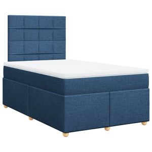 vidaXL cama box spring con colchón tela azul 120x200 cm