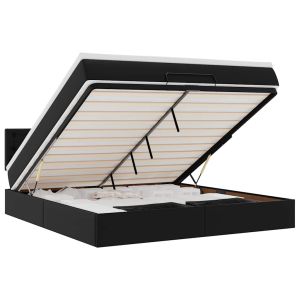 vidaXL estructura cama otomana colchón cuero sintético negro 180x200cm