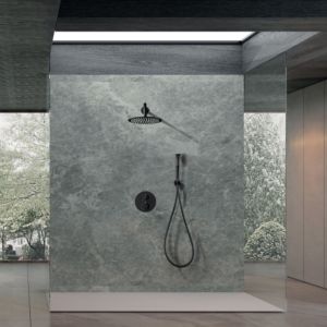 Imex - columna ducha empotrada termostática negro serie nápoles