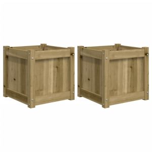 vidaXL jardineras de exterior 2 unidades madera impregnada de pino