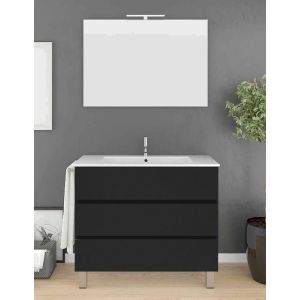 Mueble imperia 3 cajones, lavabo y espejo grafito 100 x 40 cm