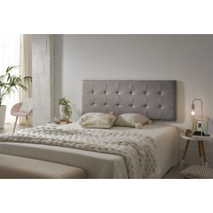 Cabecero 160 capitone cuadros polipiel 162x57x5cm gris