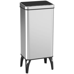 Cubo de basura 35.5x26x83.5 cm acero inoxidable, abs color gris Homcom