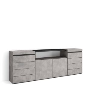 Cómoda, cajonera, 214x75x35cm, cemento rf3431