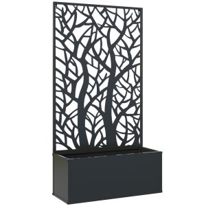 Jardinera exterior 61x23x113 cm metal Outsunny, negro, 84H-168V00BK