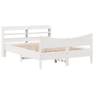vidaXL estructura de cama con cabecero madera pino blanco 140x200 cm