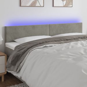 Cabecero con LED de terciopelo gris claro 180x5x78/88 cm es6467