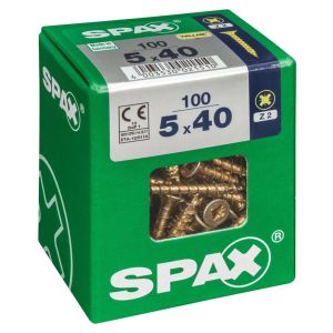 Caja 100 uds. Tornillo madera spax cab. Plana yellox 5,0x40mm