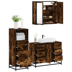 Set de muebles baño 3 pzas madera contrachapada roble ahumado esb2329