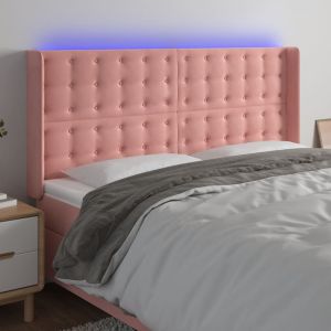 Cabecero con LED de terciopelo rosa 203x16x118/128 cm eso9704