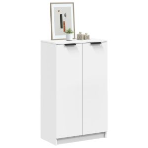 Mueble zapatero de madera contrachapada blanco 59x35x100 cm