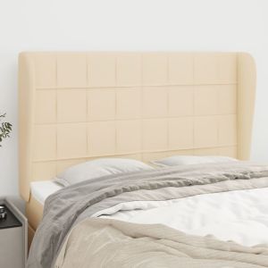 Cabecero con orejas de tela color crema 147x23x118/128 cm eso5241