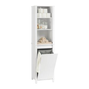 Armario alto de baño con 3 estantes y 1 cesto bzr102-w sobuy