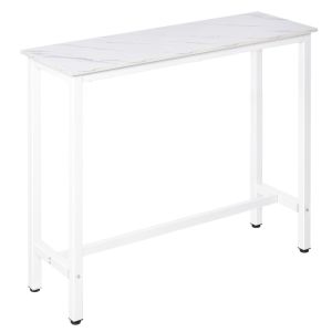 Mesa de bar 120x40x100 cm aglomerado de madera y acero color blanco Homcom