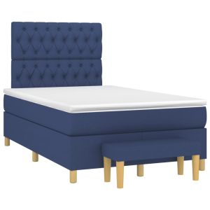 vidaXL cama box spring con colchón tela azul 120x200 cm