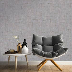 Papel pintado gaulan  moderno gris con textura y toques metalizados 10.6m²
