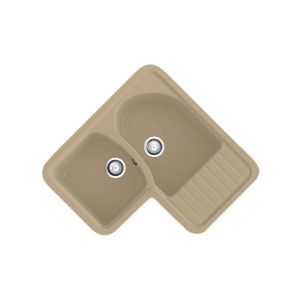 Poalgi - fregadero 83x83 cm jade beige - 2 cubetas
