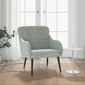 Sillón de terciopelo gris claro 63x76x80 cm es7222