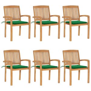 vidaXL sillas de jardín apilables 6 uds madera de teca con cojines